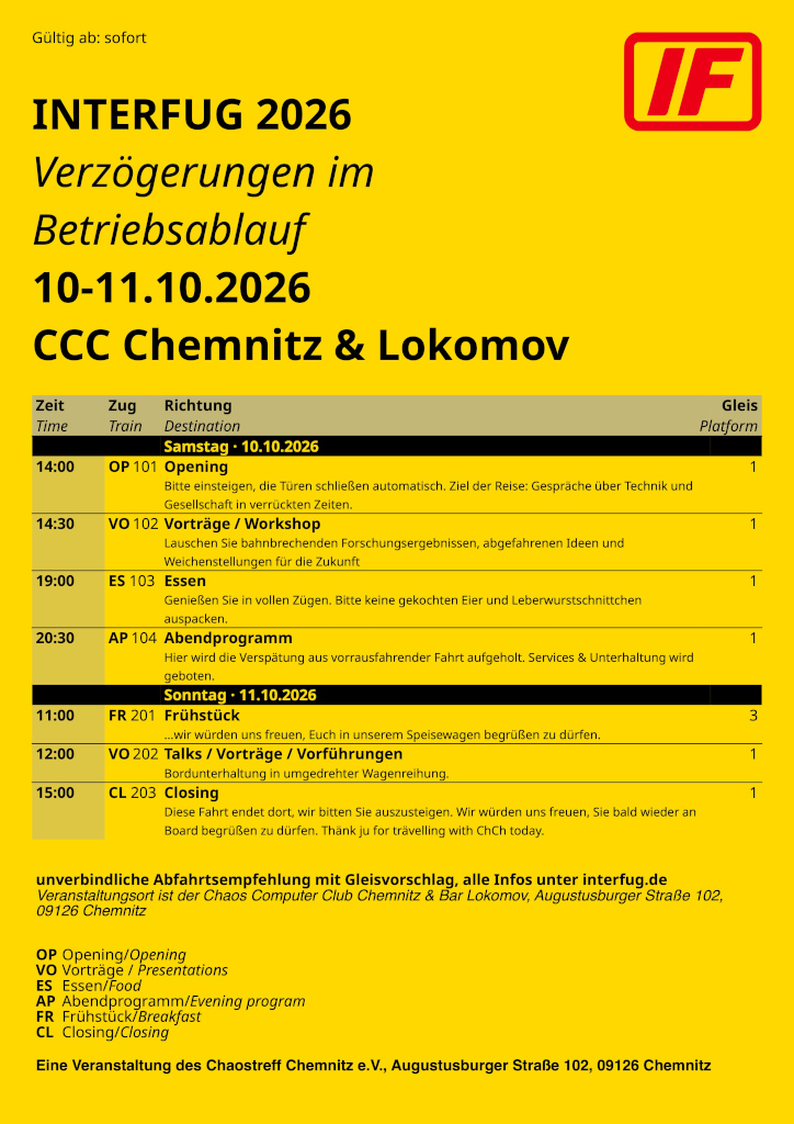 image from Verzögerungen im Betriebsablauf - CfP für die Interfug 2025